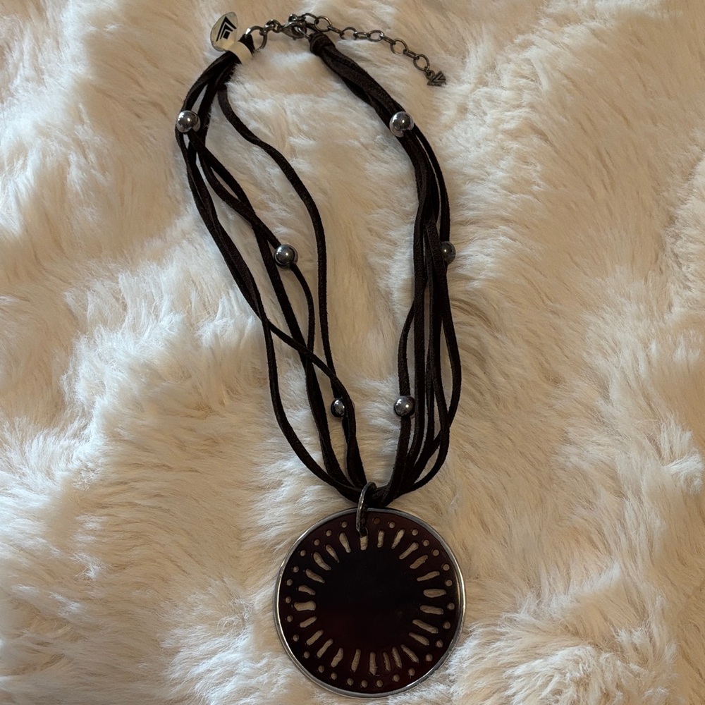 Silpada Brown Leather Necklace with Pen Shell Pendant
